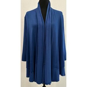 Chico's Travelers Ribbed Slinky Jacket Belladonna Blue Size 1 (Medium) NWT
